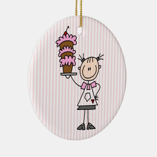 Vrouw Stick Figuur Baker Keramisch Ornament (Rechts)
