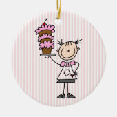 Vrouw Stick Figuur Baker Keramisch Ornament (Voorkant)