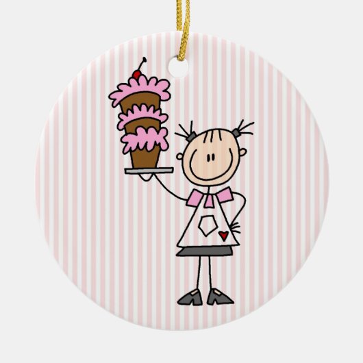Vrouw Stick Figuur Baker Keramisch Ornament (Voorkant)