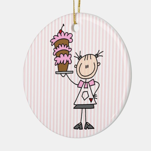 Vrouw Stick Figuur Baker Keramisch Ornament (Links)