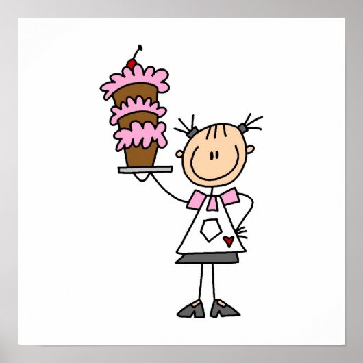 Vrouw Stick Figuur Baker Poster (Voorkant)