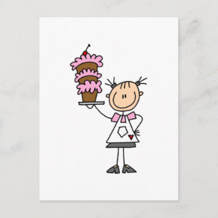 Vrouw Stick Figuur Baker Tshirts en cadeaus Briefkaart