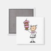 Vrouw Stick Figuur Baker Tshirts en cadeaus Magneet (Voorkant / Achterkant)