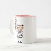 Vrouw Stick Figuur Baker Tweekleurige Koffiemok (Voorkant links)