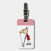 Vrouw Stick Figuur Golfer Bagagelabel (Voorkant verticaal)