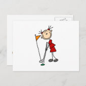 Vrouw Stick Figuur Golfer Briefkaart (Voorkant / Achterkant)