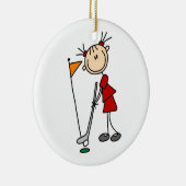 Vrouw Stick Figuur Golfer Keramisch Ornament (Rechts)