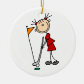 Vrouw Stick Figuur Golfer Keramisch Ornament (Voorkant)