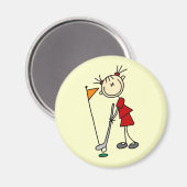 Vrouw Stick Figuur Golfer Magneet (Voorkant / Achterkant)