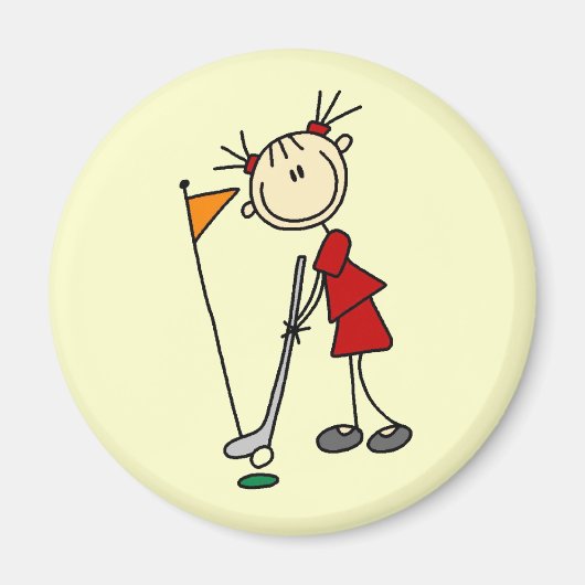 Vrouw Stick Figuur Golfer Magneet (Voorkant)