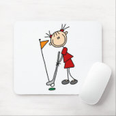 Vrouw Stick Figuur Golfer Muismat (Met muis)