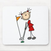 Vrouw Stick Figuur Golfer Muismat (Voorkant)