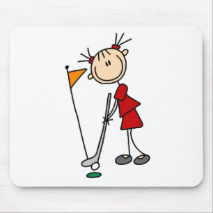 Vrouw Stick Figuur Golfer Muismat