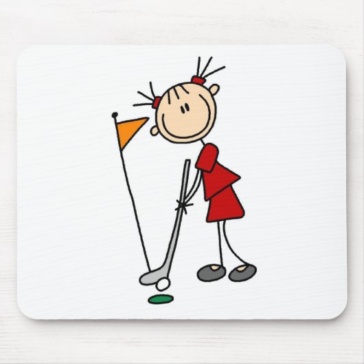 Vrouw Stick Figuur Golfer Muismat (Voorkant)