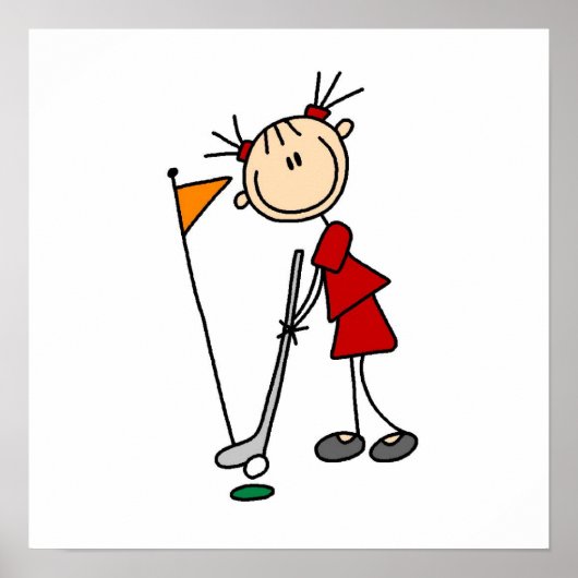 Vrouw Stick Figuur Golfer Poster (Voorkant)