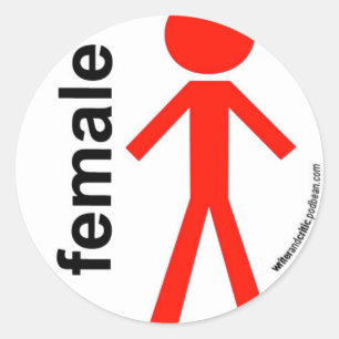 Vrouw stick figuur ronde sticker