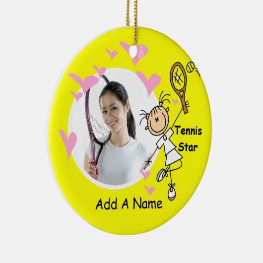 Vrouw Stick Figuur Tennis Star Ornament (Rechts)