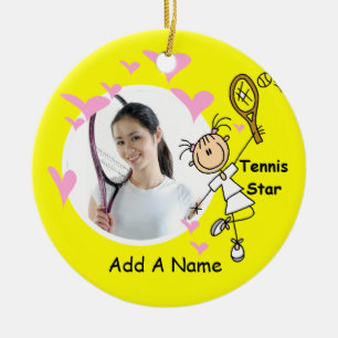 Vrouw Stick Figuur Tennis Star Ornament