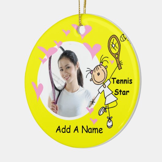 Vrouw Stick Figuur Tennis Star Ornament (Links)