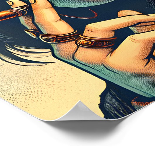 Vrouw straalt een opstandige en koele houding uit poster (Hoek)