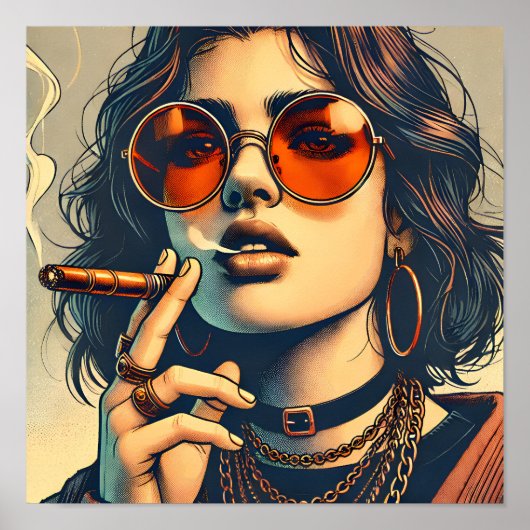 Vrouw straalt een opstandige en koele houding uit poster (Voorkant)