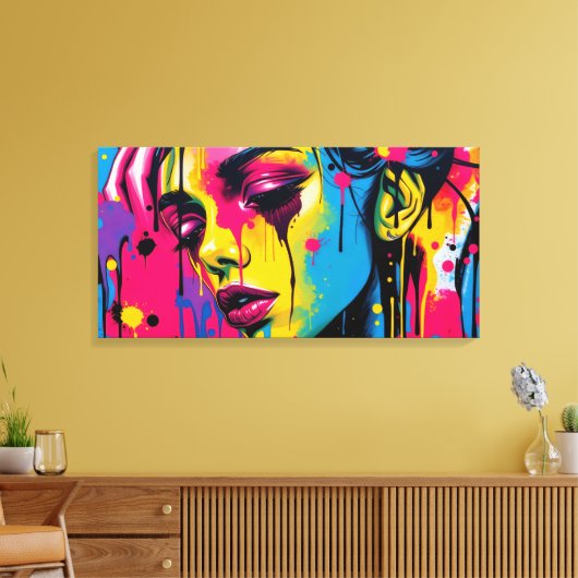 Vrouw Straat Stijl - Canvas Afdruk (Insitu (Woonkamer))