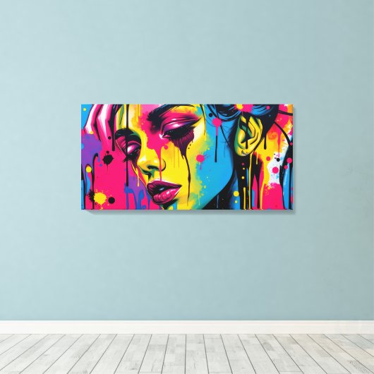 Vrouw Straat Stijl - Canvas Afdruk (Insitu (Houten vloer))