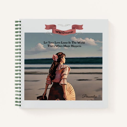   vrouw strand dromer citaat dagboek notitieboek (Voorkant)