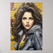 Vrouw Street Art Portret AI Generatief Poster (Voorkant)
