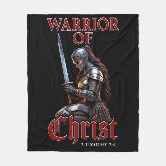 Vrouw strijder van Christus 2 Timotheüs 2:3 Christ Fleece Deken (Voorkant)