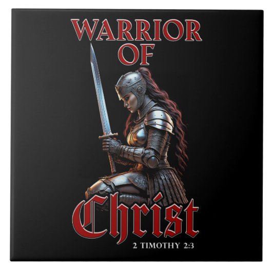 Vrouw strijder van Christus 2 Timotheüs 2:3 Christ Tegeltje (Voorkant)