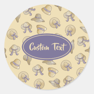 Vrouw Summer Petten Beige Ronde Sticker