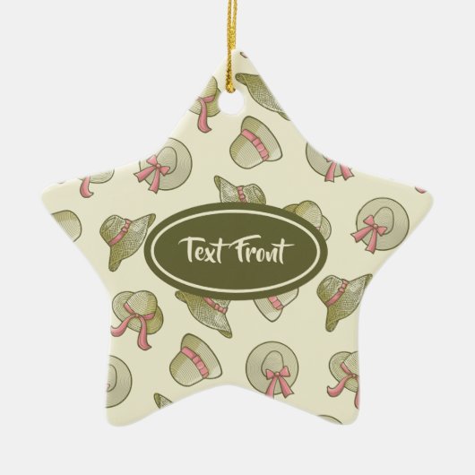 Vrouw Summer Petten Yellow Keramisch Ornament (Voorkant)