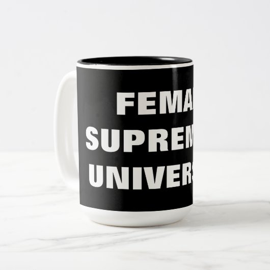 VROUW SUPREMACIE UNIVERSITEIT TWEEKLEURIGE KOFFIEMOK (Voorkant links)
