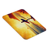 Vrouw Surfer bij zonsondergang Magneet (Rechterzijde)