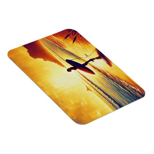 Vrouw Surfer bij zonsondergang Magneet (Rechterzijde)