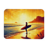 Vrouw Surfer bij zonsondergang Magneet (Horizontaal)