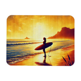Vrouw Surfer bij zonsondergang Magneet