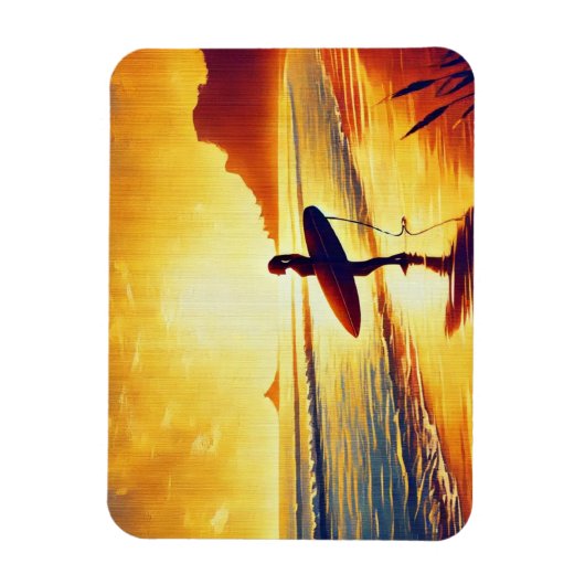 Vrouw Surfer bij zonsondergang Magneet (Verticaal)