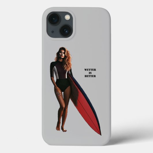 Vrouw Surfer op het strand met haar Surfboard URM Case-Mate iPhone Case (Achterkant)