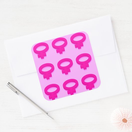 VROUW SYMBOLEN VIERKANTE STICKER (Envelop)