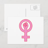 Vrouw symbool met hand briefkaart (Voorkant / Achterkant)