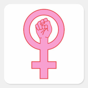 Vrouw symbool met hand vierkante sticker