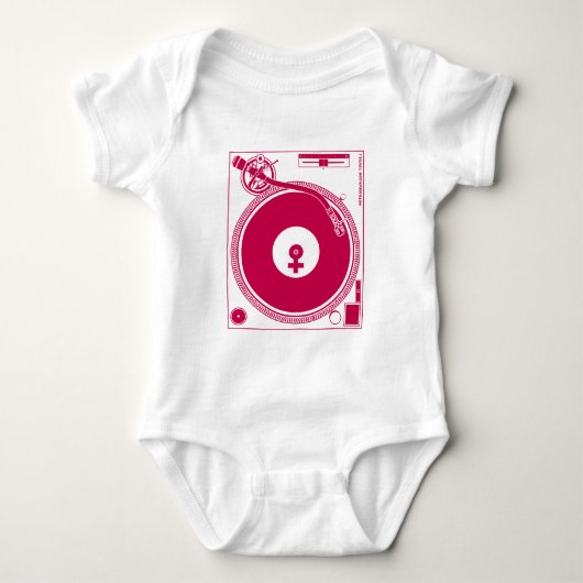 Vrouw Symbool Platenspeler Deck - DJ Disk Jockey Romper (Voorkant)
