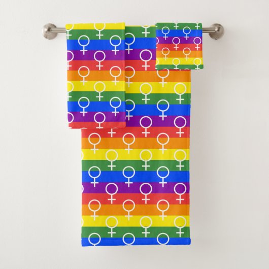 Vrouw Symbool regenboogpatroon Bad Handdoek (Insitu)