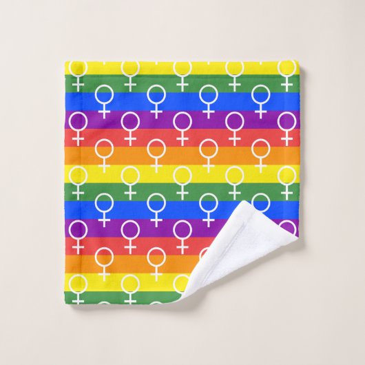 Vrouw Symbool regenboogpatroon Bad Handdoek (Wasdoekje)