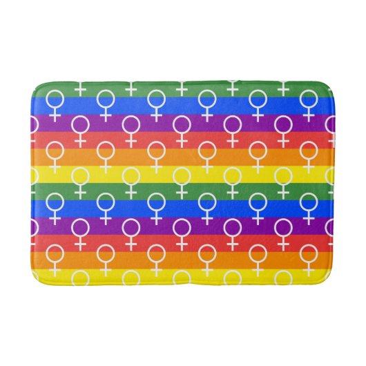 Vrouw Symbool regenboogpatroon Badmat (Voorkant)