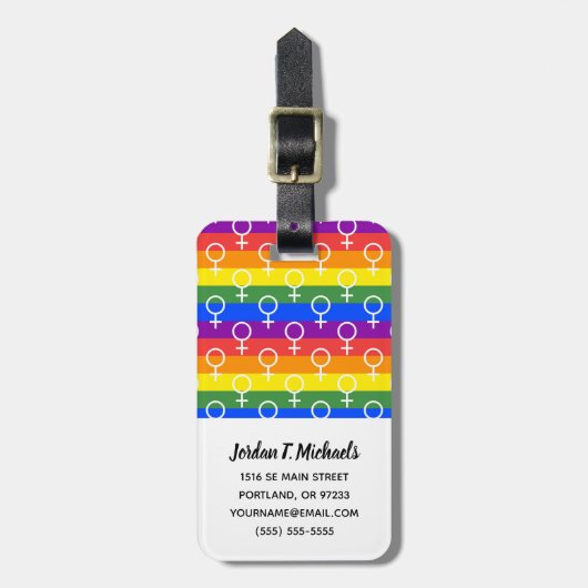 Vrouw Symbool regenboogpatroon Bagagelabel (Voorkant verticaal)