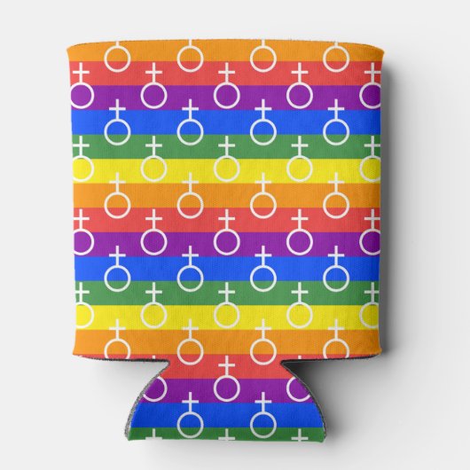 Vrouw Symbool regenboogpatroon Blikjeskoeler (Achterkant)