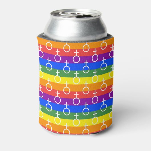 Vrouw Symbool regenboogpatroon Blikjeskoeler (Blikje Achterkant)